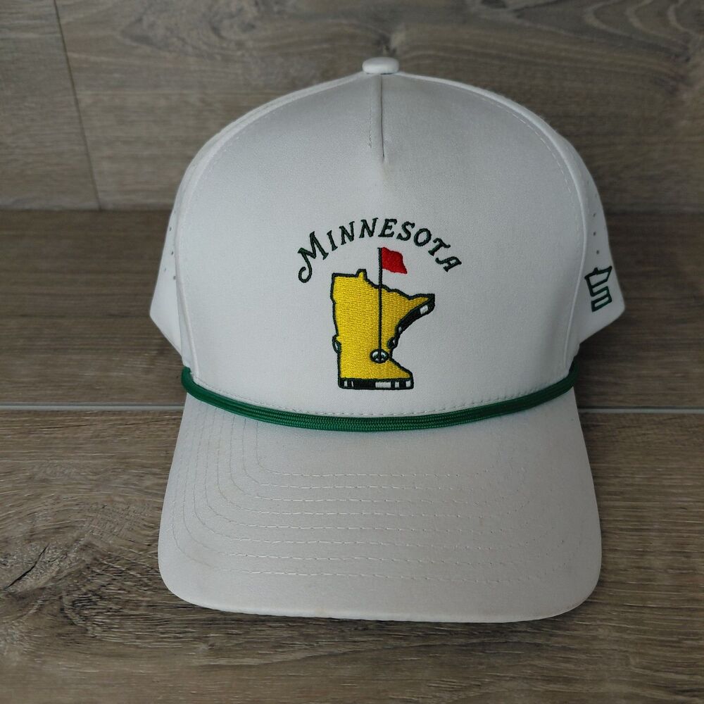 Minnesota Masters Sotastick Snapback Golf Hat Cap White Embroidered Rope Stretch